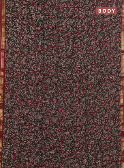 Brown & Maroon Muslin Silk - Prints