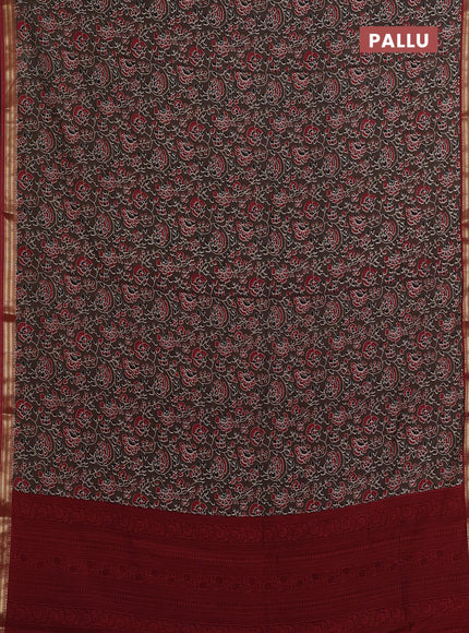 Brown & Maroon Muslin Silk - Prints