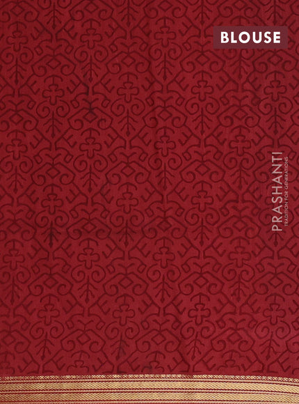 Navy Blue & Maroon Muslin Silk - Prints