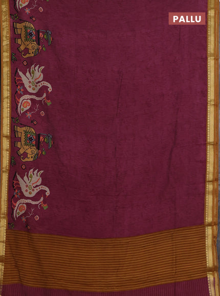 Mauve Pink & Mustard Yellow Muslin Silk - Prints