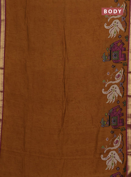 Mustard Yellow & Mauve Pink Muslin Silk - Prints