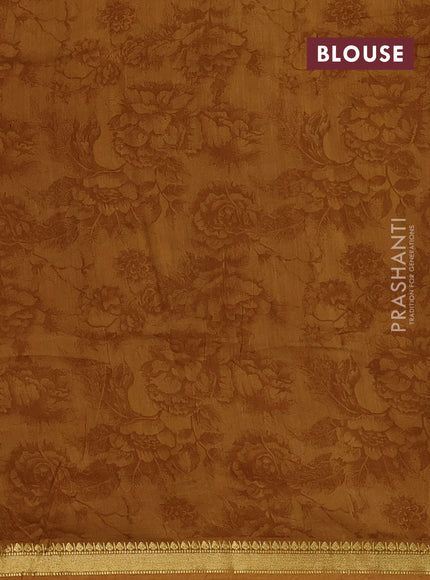 Brown & Mustard Yellow Muslin Silk - Prints