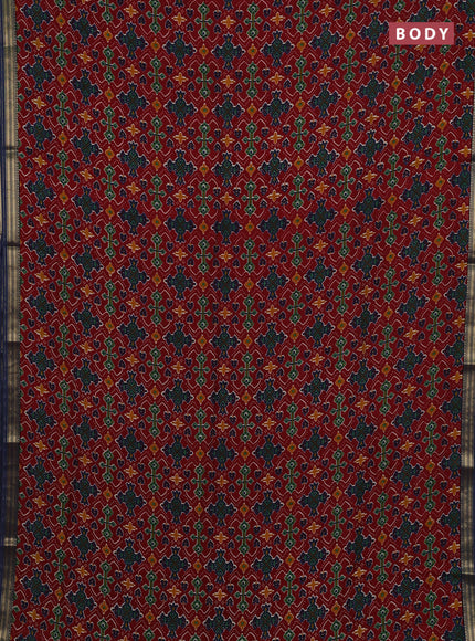 Maroon & Peacock Blue Muslin Silk - Prints
