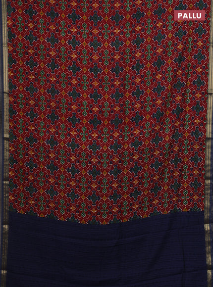 Maroon & Peacock Blue Muslin Silk - Prints