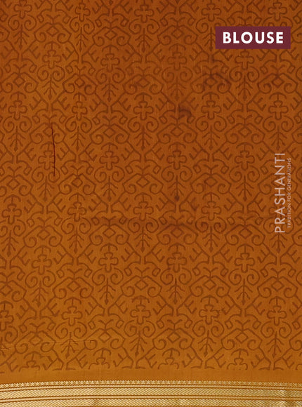 Brown & Mustard Yellow Muslin Silk - Prints
