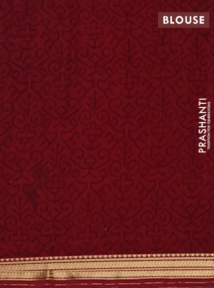 Peacock Blue & Maroon Muslin Silk - Prints