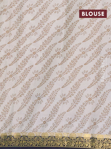 Off White & Grey Semi Mysore Silk Saree - Prints