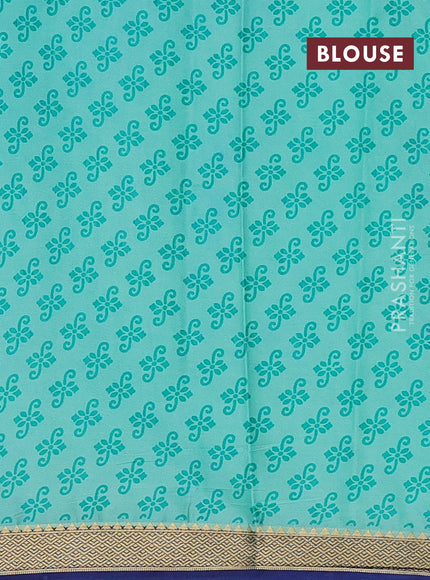 Teal Green & Blue Semi Mysore Silk Saree - Prints