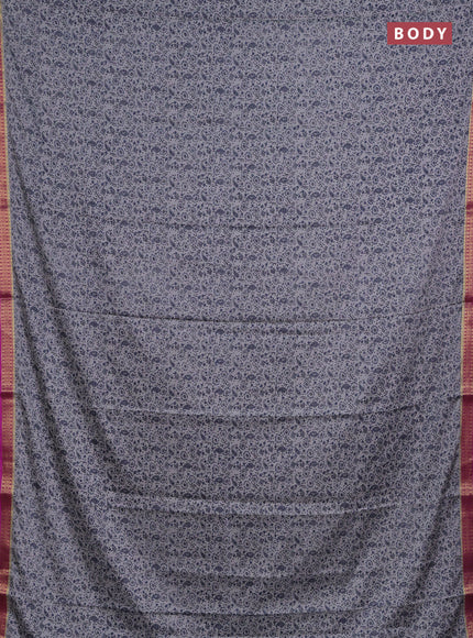 Grey & Pink Semi Mysore Silk Saree - Prints