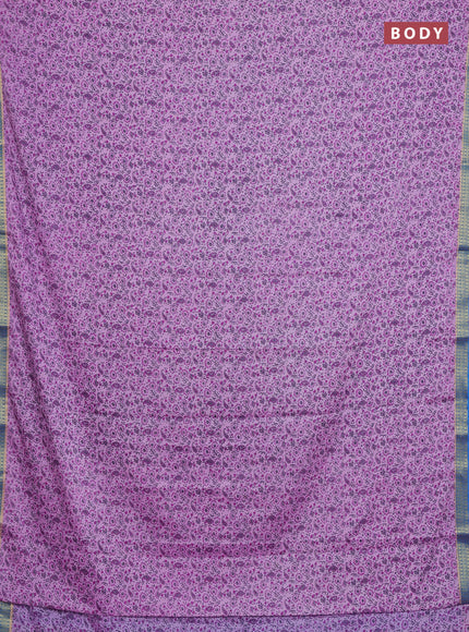 Lotus Pink & Cs Blue Semi Mysore Silk Saree - Prints