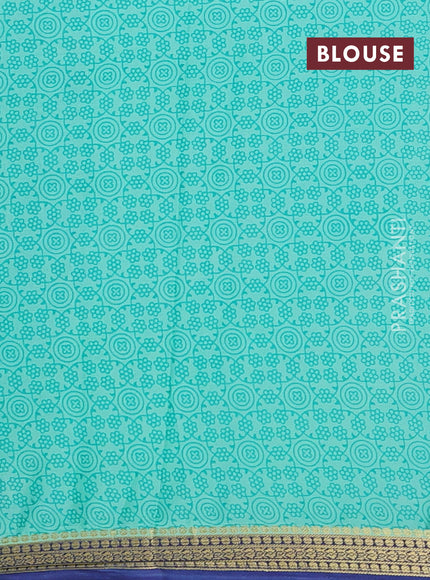 Teal Green & Blue Semi Mysore Silk Saree - Prints