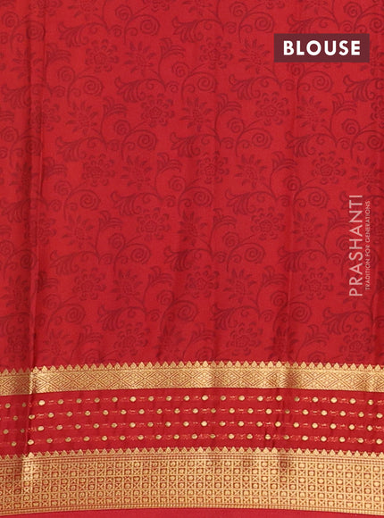 Yellow & Red Semi Mysore Silk Saree - Prints