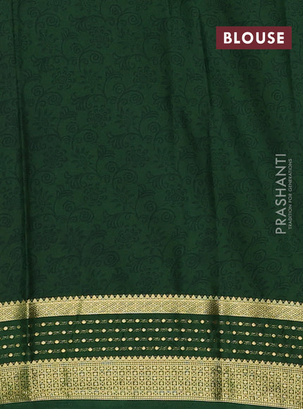 Lime Green & Green Semi Mysore Silk Saree - Prints