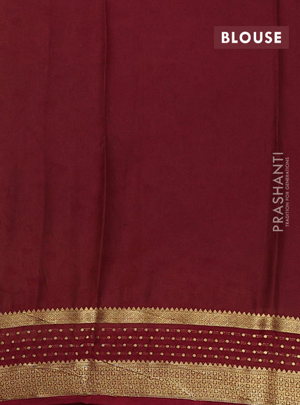 Beige & Maroon Semi Mysore Silk Saree - Prints