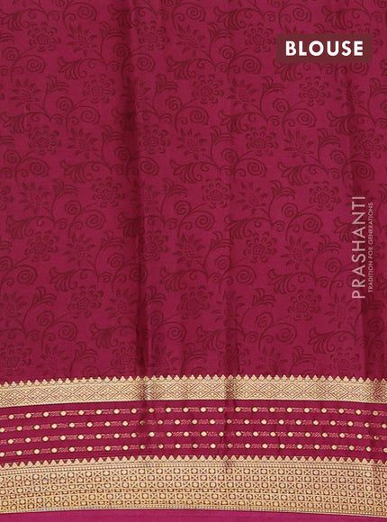Pista Green & Pink Semi Mysore Silk Saree - Prints