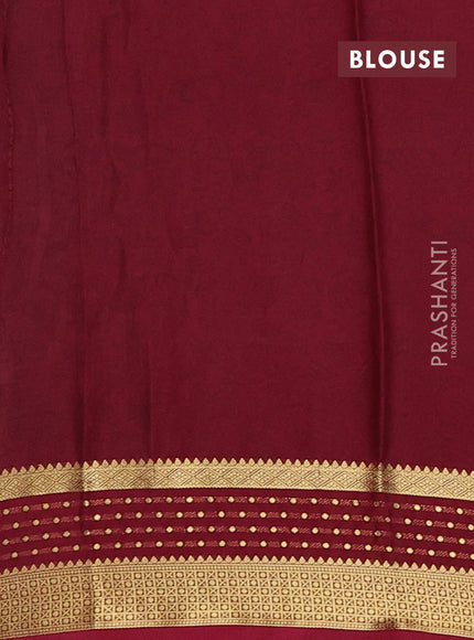 Beige & Maroon Semi Mysore Silk Saree - Prints