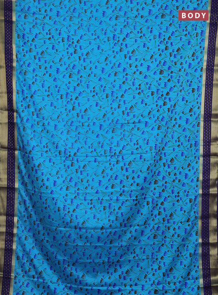 Cs Blue & Navy Blue Semi Mysore Silk Saree - Prints