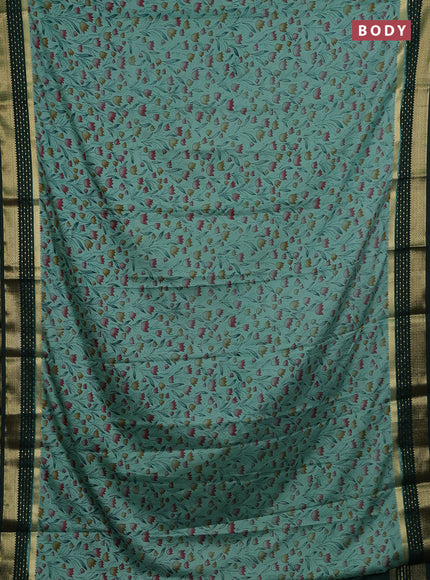Pastel Green & Green Semi Mysore Silk Saree - Prints
