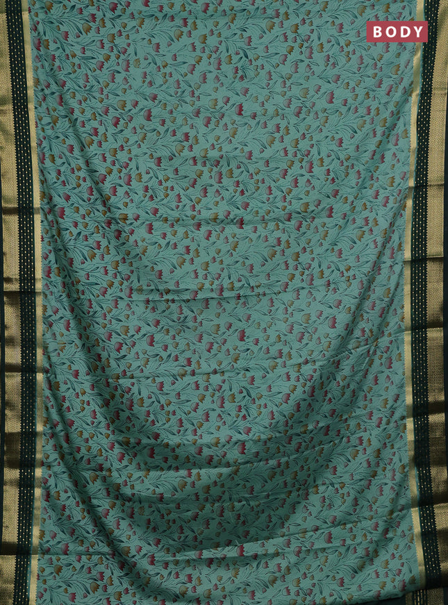 Pastel Green & Green Semi Mysore Silk Saree - Prints