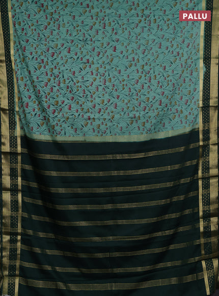 Pastel Green & Green Semi Mysore Silk Saree - Prints