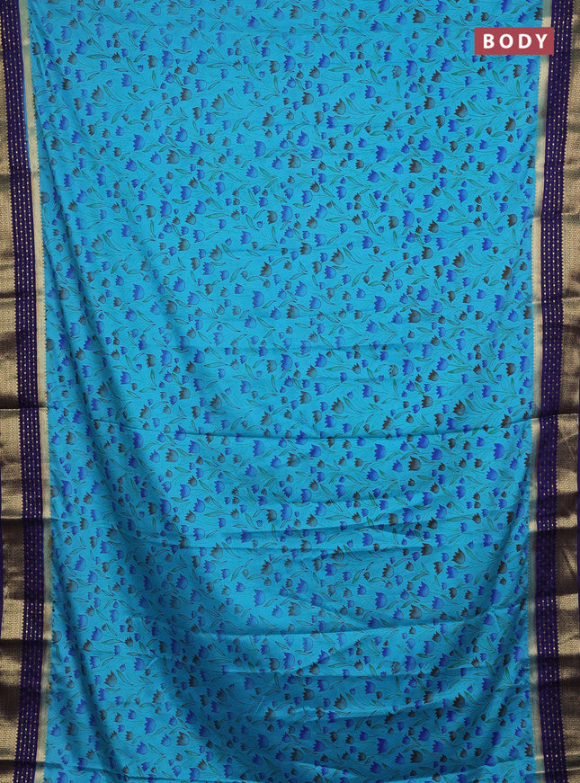 Cs Blue & Blue Semi Mysore Silk Saree - Prints