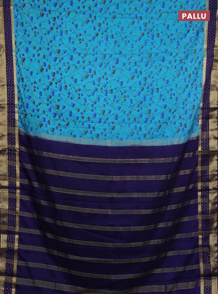 Cs Blue & Blue Semi Mysore Silk Saree - Prints