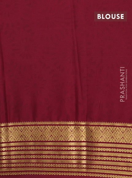 Pink & Wine Semi Mysore Silk Saree - Prints