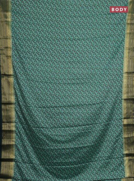 Pastel Green & Green Semi Mysore Silk Saree - Prints