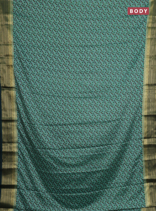 Pastel Green & Green Semi Mysore Silk Saree - Prints