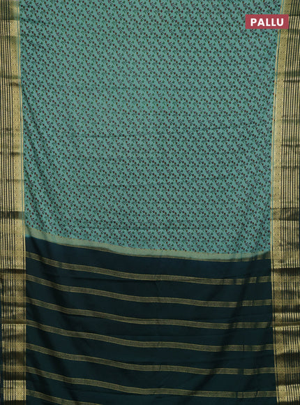 Pastel Green & Green Semi Mysore Silk Saree - Prints