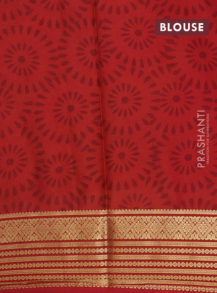 Yellow & Red Semi Mysore Silk Saree - Prints
