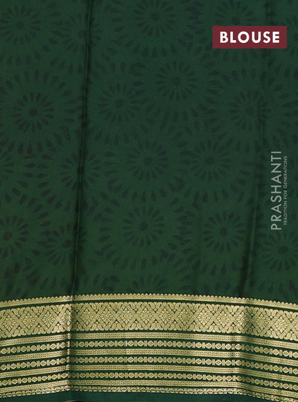 Lime Green & Green Semi Mysore Silk Saree - Prints