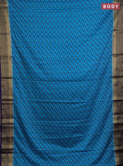 Cs Blue & Navy Blue Semi Mysore Silk Saree - Prints