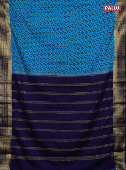 Cs Blue & Navy Blue Semi Mysore Silk Saree - Prints