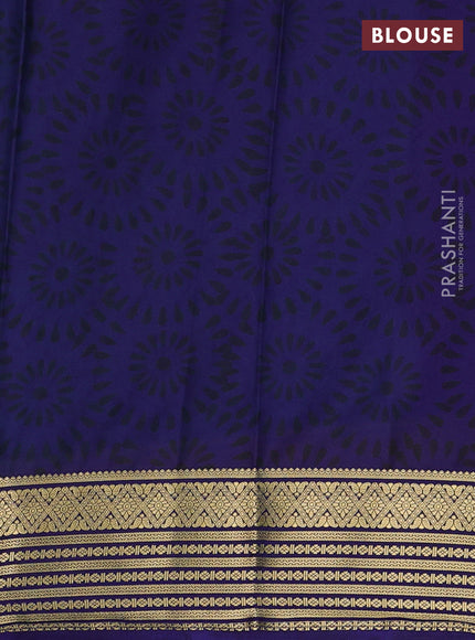 Cs Blue & Navy Blue Semi Mysore Silk Saree - Prints
