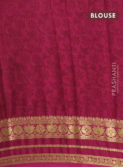 Green & Wine Semi Mysore Silk Saree - Prints