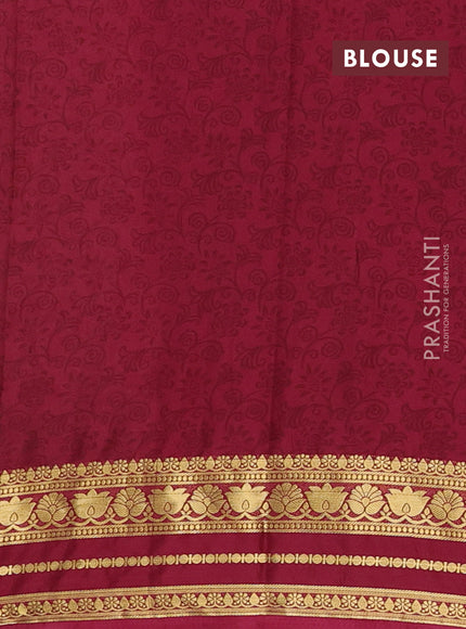 Cream & Maroon Semi Mysore Silk Saree - Prints