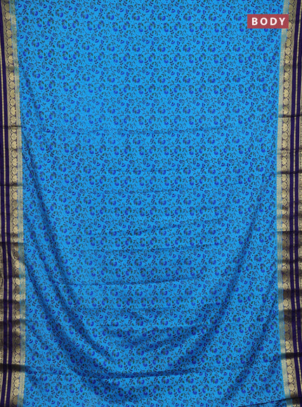 Cs Blue & Navy Blue Semi Mysore Silk Saree - Prints