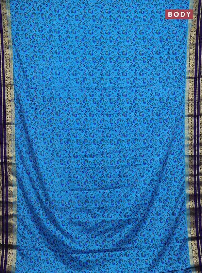Cs Blue & Navy Blue Semi Mysore Silk Saree - Prints