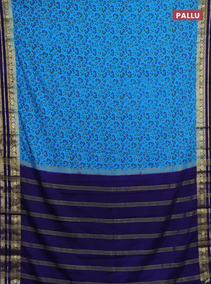 Cs Blue & Navy Blue Semi Mysore Silk Saree - Prints