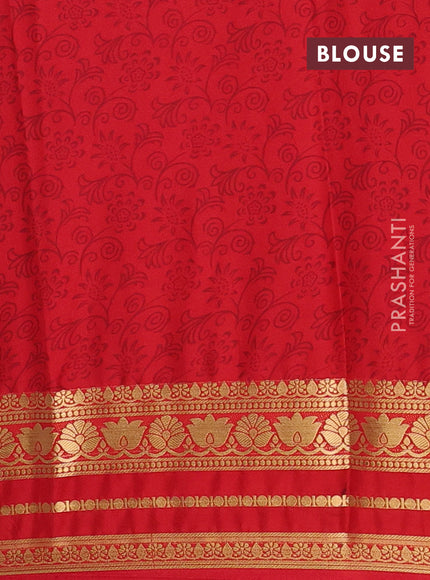 Yellow & Red Semi Mysore Silk Saree - Prints