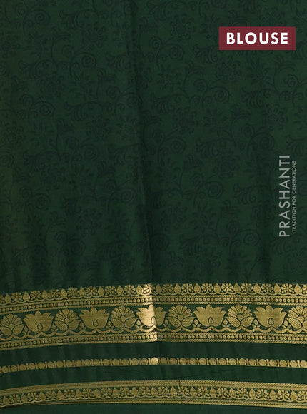 Lime Green & Green Semi Mysore Silk Saree - Prints