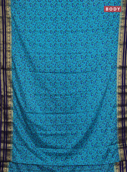 Cs Blue & Blue Semi Mysore Silk Saree - Prints