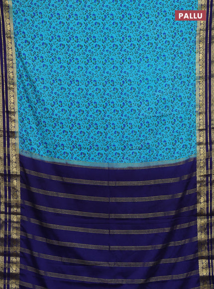 Cs Blue & Blue Semi Mysore Silk Saree - Prints