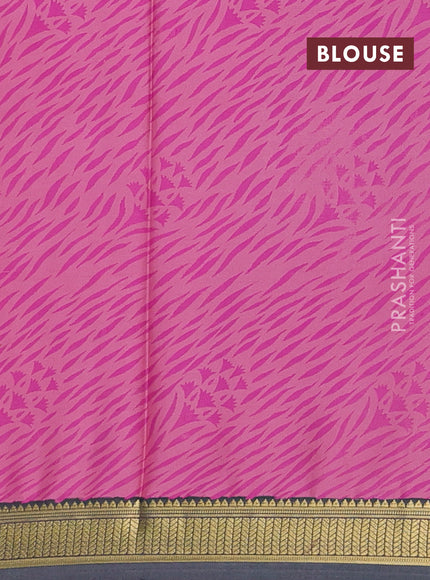 Peach Pink & Bottle Green Semi Mysore Silk Saree - Prints