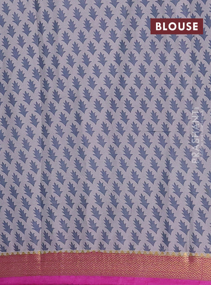 Grey & Pink Semi Mysore Silk Saree - Prints