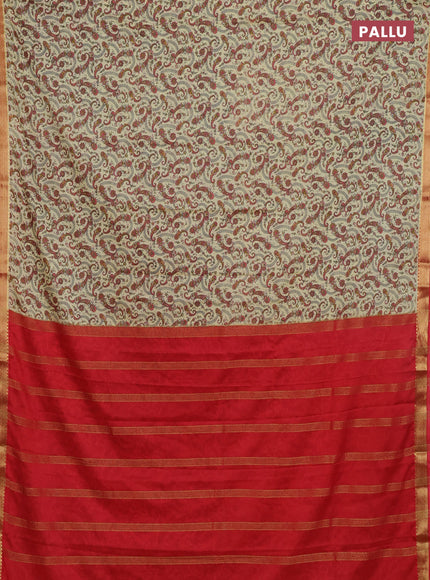 Pale Yellow & Pink Semi Mysore Silk Saree - Prints