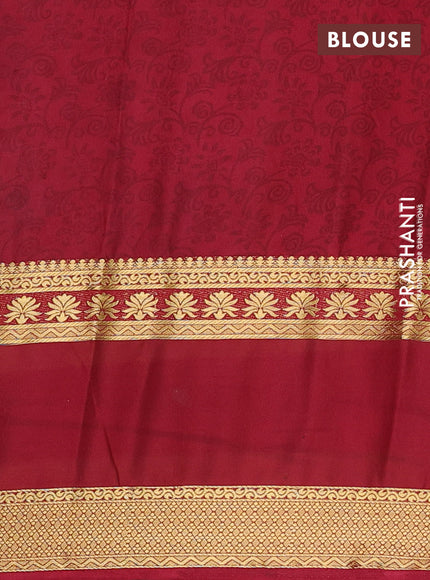 Light Pink & Maroon Semi Mysore Silk Saree - Prints