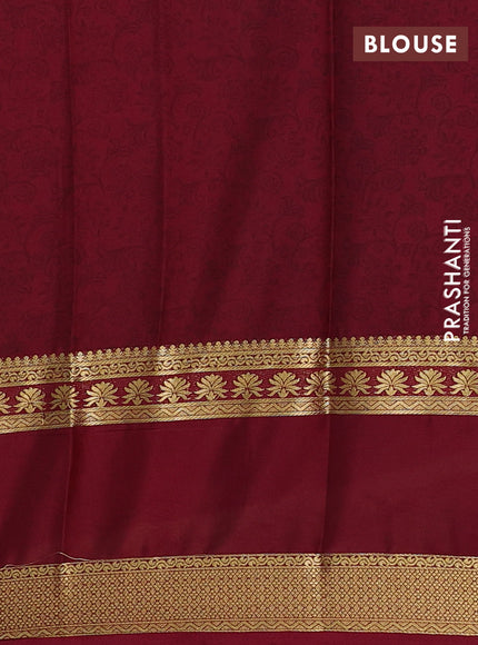 Orange & Maroon Semi Mysore Silk Saree - Prints