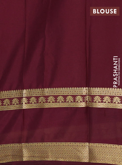 Pink & Maroon Semi Mysore Silk Saree - Prints